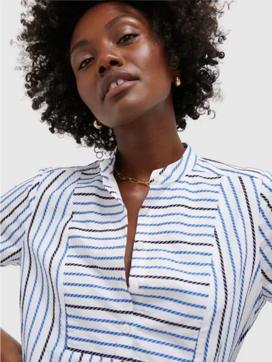 Tuckernuck Blue and White Striped Tiered Shirt Dress - Picture 5 of 5